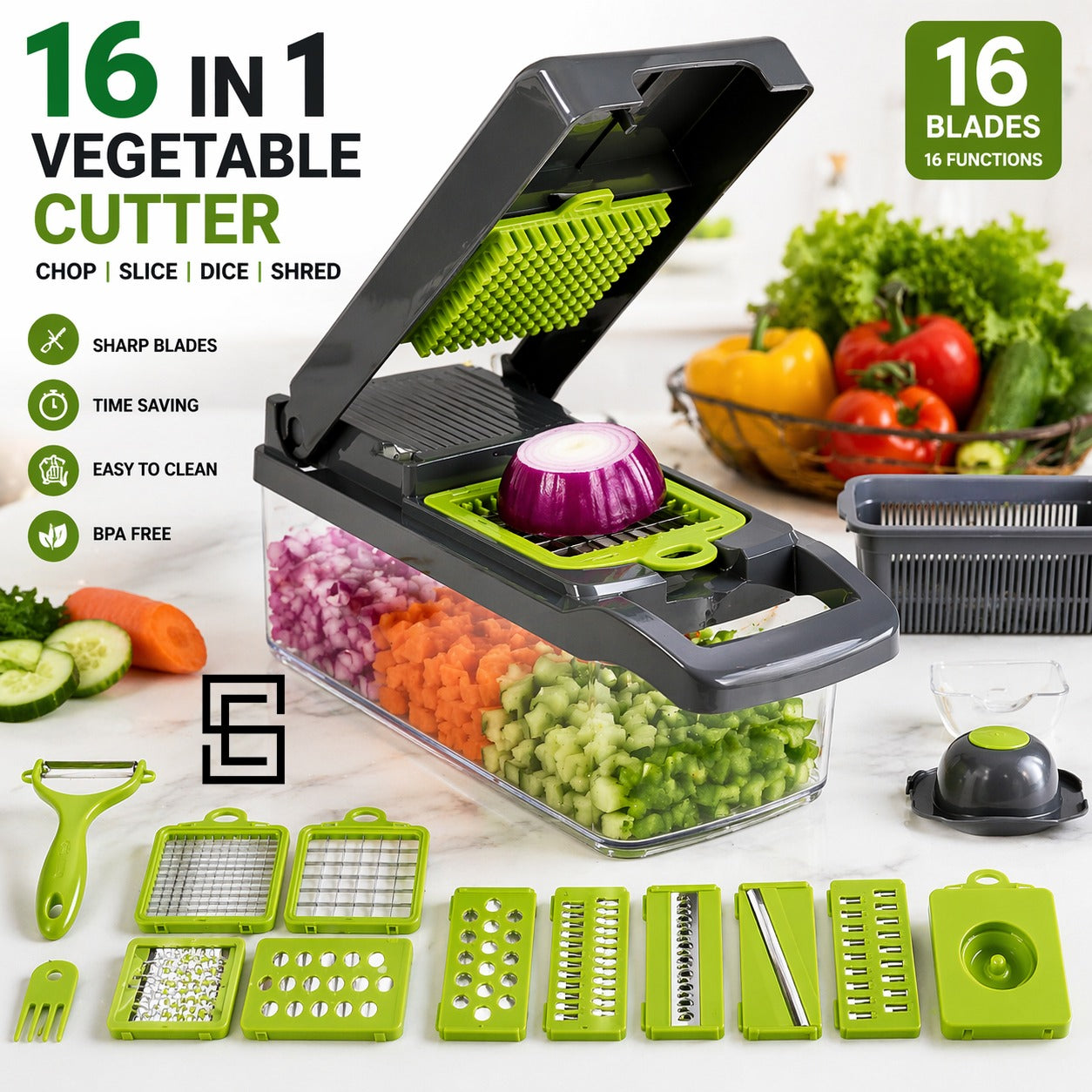 16 in 1 Vegetable Chopper & Slicer Set